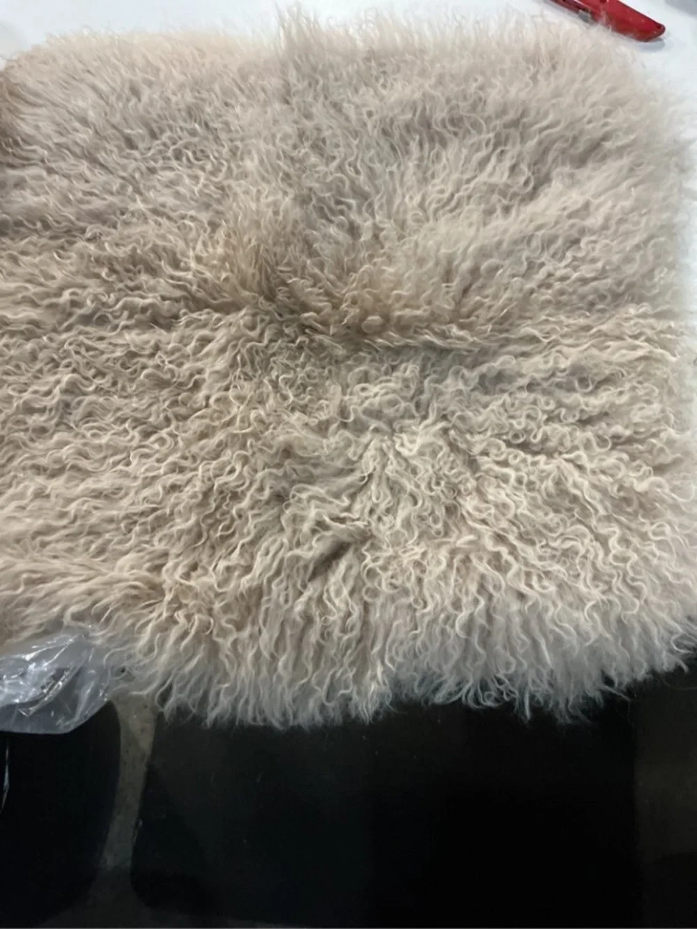 New Luxe Mongolian Lamb Pillow Cover 20 x 20 Khaki